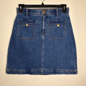 Draper James RSVP Womens Denim Mini Skirt Blue Medium Wash‎ Size 8 Western Y2K